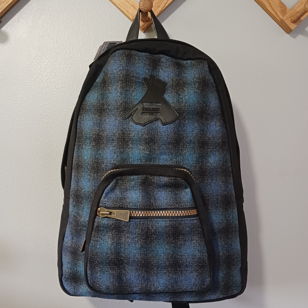 Pendleton Tartan Plaid Blue and Black Ombre Dome Backpack
